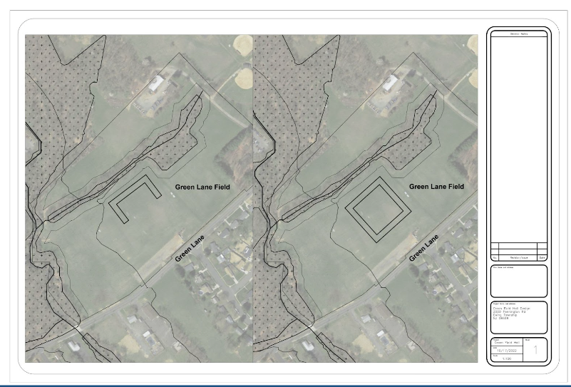 The site plan of Green Lane Field with sub designs